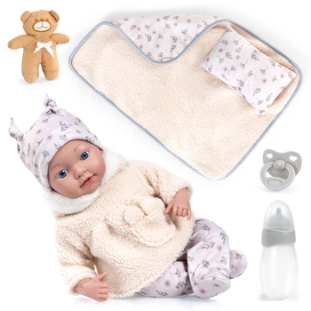 Lalka Bobas Bayer Reborn Baby z akcesoriami 38 cm Jasnoróżowa 93827AN (4003336421170)