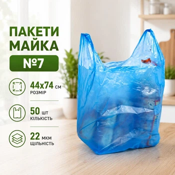 Пакет Майка з ручками №7 44x74 см 50 шт синя без малюнка (№-7)