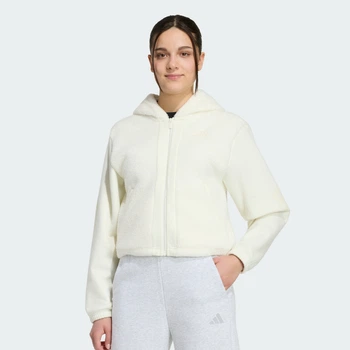 Детская флисовая куртка FUTURE ICONS FULL ZIP HOODED adidas KQ6161 (152) белый (4069996767058)