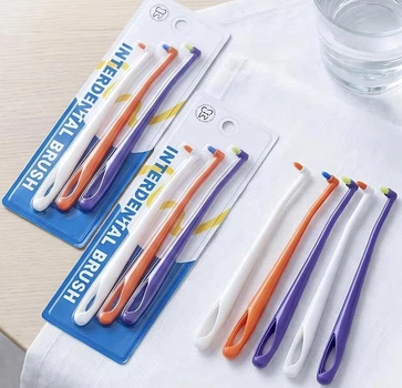 Набір монопучкових зубних щіток Interdental Brush ортодонтичні для брекетів та імплантів 3 шт