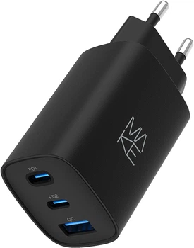 Мережевий зарядний пристрій Make 65W GaN3 2xType-C PD3.0 + USB QC4.0 Black (MCW-6531GBK)