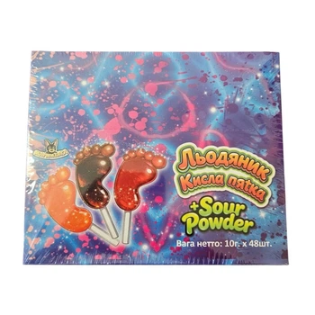 Льодяники Мармізяка Кисла п'ятка, Sour Powder з кислим порошком, 48 шт, 10 г