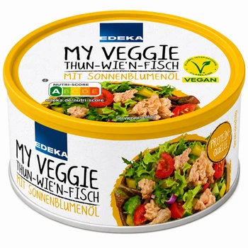 Веганский Тунец в Масле Edeka My Veggie Thun Wie'n-Fish Mit Sonnenblumenol 150 г