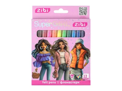 Фломастери ZIBI 12кол. SUPER GIRL, KIDS Line ZB.2824