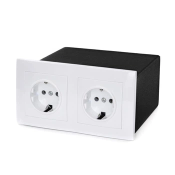 Сейф-розетка Griffon SK.2 сірий прихований вбудований у стіну подвійний з ключовим замком та двома фальш-розетками (12-163-SK.2)