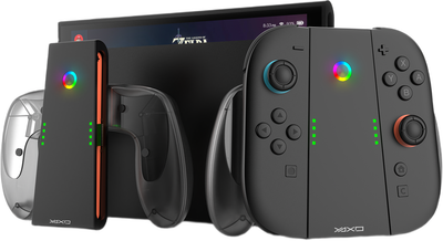 Набір зарядних тримачів Yaxo для Joy-Con Charge Grip Set на NS/NS2 Techno Black (YGCGSJCH01B)