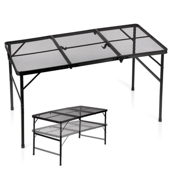 Стіл туристичний Vilde 489395 розкладний 2в1 120 x 60 x 37/66 см Чорний (5900670121591)
