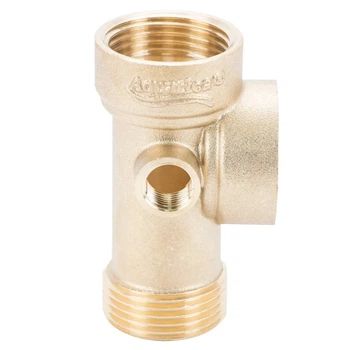 З'єднувач п'яти вивідний 80мм 1"М×1"F×1"F×1/4"M×1/4"F латунь 180°