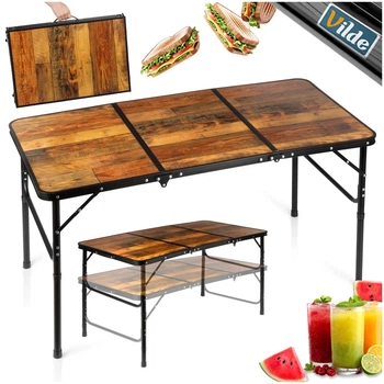 Стол туристический Vilde 489406 раскладной 2в1 120 x 60 x 34,5/65 см Коричневый (5900670121706)