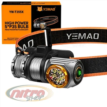 Налобный фонарь YEMAO YM-T355X 2000LM аккумуляторы 18650 + 18350 (3200 + 1500 mAh) с красным светом