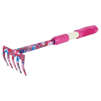 Грабли 5-ти зубые FLORA 5043154 сталь 31,5х8,8х7 см розовые
