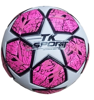 М'яч футбольний TK Sport малюнок білий/рожевий (C 50473)