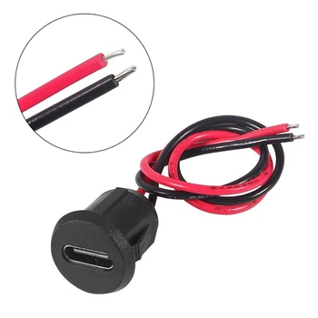 Разъем питания USB Type-C 2-pin 24AWG с кабелем 10 см, комплект 5 шт
