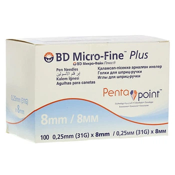 Иглы инсулиновые для шприц ручек MicroFine Becton Dickinson МикроФайн 8 мм (31G x 0,25 мм)
