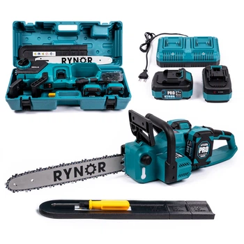 Бесщеточная аккумуляторная цепная пила Rynor VS 12 PRO (21V, 5Ah) Пила 40см для дров с 2 АКБ и подачей масла
