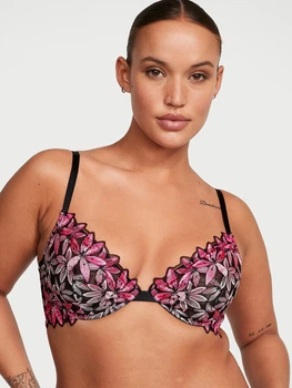 Бюстгальтер с косточками Victoria's Secret 867621662 32C Черный/Розовый (1160509255)
