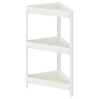 Стелаж для ванної кутовий IKEA VESKEN 33x33x71 см пластикова біла підлогова полиця у ванну етажерка ІКЕА ВЕСКЕН 704.710.92