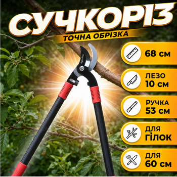 Сучкорез AgroStar мод.097 диаметр реза 50 мм для веток сталь SK5 тефлоновое лезвие садовые ножницы 68 см