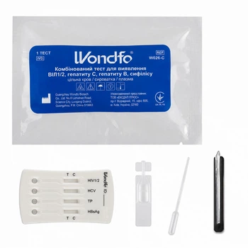 Экспресс-тест для диагностики ВИЧ, гепатита B, гепатита C и сифилиса Wondfo со скарификатором