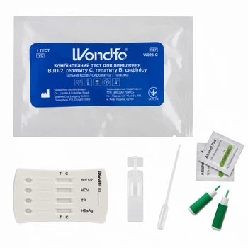 Экспресс-тест WONDFO для диагностики мульти-инфекции (ВИЧ, геп В, геп С, сифилис) С САЛФЕТКОЙ И СКАРИФИКАТОРОМ