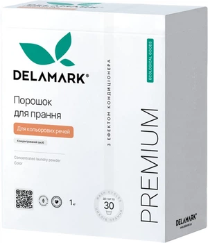 Концентрированный бесфосфатный стиральный порошок Delamark Premium Line Color с эффектом кондиционера 1 кг (4820152330970)