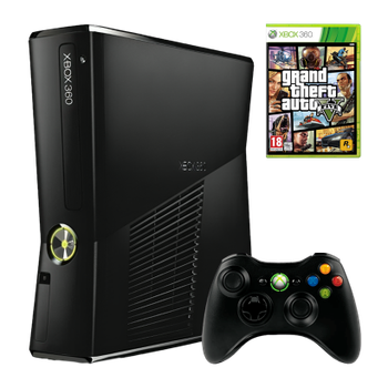Набор Консоль Microsoft Xbox 360 S LT3.0 250GB Black Б/У + Геймпад Беспроводной + Игра Grand Theft Auto V Русские Субтитры