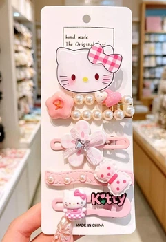 Набор детских заколок для волос "Hello Kitty" 5 шт. Розовый