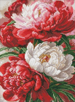 Алмазна мозаїка Ideyka Багряно-біла симфонія півоній 30x40 см (AMO20536)