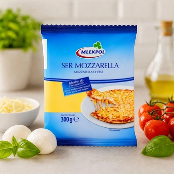 Сир Моцарелла кусковий Mlekpol Ser Mozzarella Cheese Млекпол брусок твердий 300г