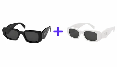 Сонцезахисні окуляри Prada PR17WS Black/Dark Grey + подарунок окуляри Prada PR17WS White /Dark Grey
