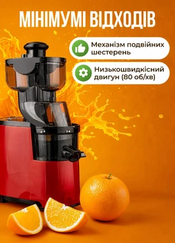 Соковитискач морожениця шнекова електрична з чашами прес для віджиму соку овочів фруктів з насадками для приготування морозива та сорбетів 800 Вт