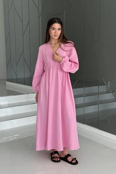 Женское платье макси, муслин, розовое, размер XL/2XL