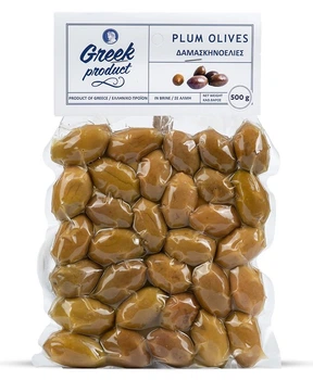 Оливки "сливові" великі зелені з кісточкою Greek Product 500г