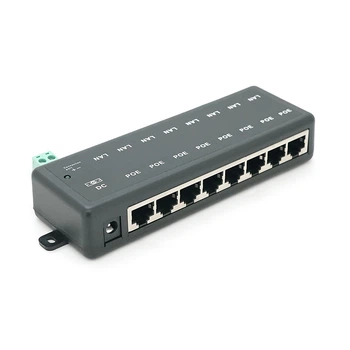 8-портовый POE-инжектор питания, с 8xRJ45 портами Ethernet 10/100Мбит/с, IEEE802.3af/at, 12-57V, PIN45+/78-