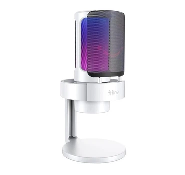Микрофон конденсаторный настольный игровой FIFINE AmpliGame A8 с RGB подсветкой, Белый