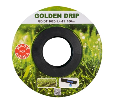 Капельная лента 8 mil шаг 15 см бухта 100 метров эмитерная GOLDEN DRIP для полива растений черного цвета