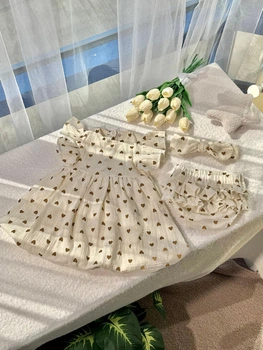Муслінова сукня з крильцями серця беж + повязка 104 см