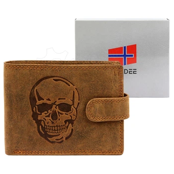 Чоловічий шкіряний гаманець Nordee L895 SKULL Коричневий