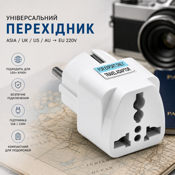 Универсальный переходник SZ-008 Asia/UK/US/AU → EU 220V 10A, адаптер с английской, американской и австралийской вилки на евро