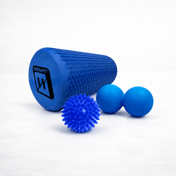 Набір для МФР: Масажний ролик EasyFit Foam Roller 30 см + Масажний м'ячик EasyFit PVC 7.5 см жорсткий + Масажний м'ячик EasyFit TPR подвійний 12х6 см