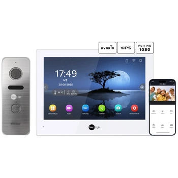 Комплект видеодомофона Neolight ALPHA Hybrid + PRIME FHD Silver с уголком