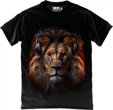 Футболка мужская TKT Import DJ Lion Face - Лев черная размер XXL (TKR-UFWK2XD-XXL)