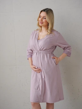 Халат трикотажний з бавовнита мікрофібрової сітки на рукавах "Soft&Lace" 3XL Аметист (2550000973913)