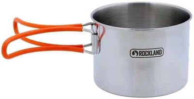 Туристична кружка Rockland Stainless Mug 600 мл нержавіюча сталь складані ручки з силіконом мірна шкала