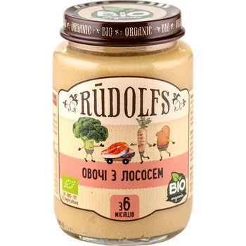Детское пюре Rudolfs Лосось з овочами 190 г (4751017941744)