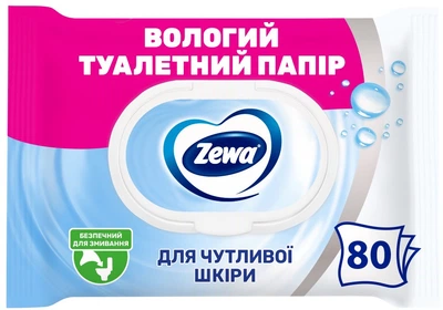 Вологий туалетний папір Zewa Sensitive moist 80 аркушів (7322541395050)