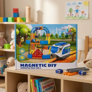 Магнітний конструктор-поїзд Magnetic DIY Rail Car, 82 деталі
