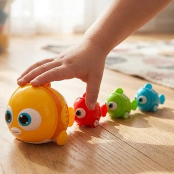 Детская магнитная игрушка-каталка Рыбки паровозик Fish Amuse 4 шт Развивающий игровой поезд из рыбок на магните 618-2