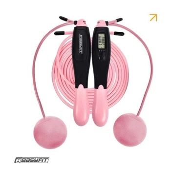 Скакалка скоростная EasyFit TwinRope 2.8 м для кроссфита и кардио тренировок с регулируемым тросом Черно-розовая