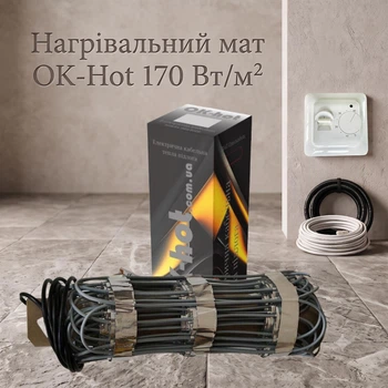 Греющий мат для теплого пола Ok-hot 170 Вт/м2+ механический термостат 0.85 м²(145 Вт)